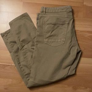 Zara Kacki Tan Denim Straight Leg Jean Pants